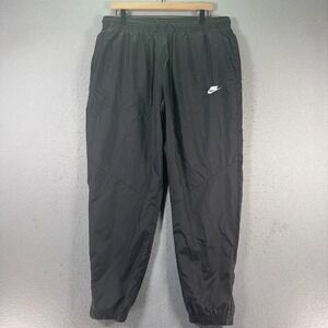 Nike Windbreaker Sweatpants Mens XL Black Tapared Embroidered Swoosh Mesh Swoosh